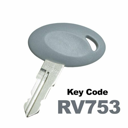 BAUER RV KEY, RV753  , Gray, Egg Shaped, Precut KEY-RV-753